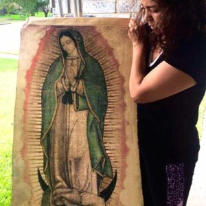 OUR LADY of GUADALUPE Tilma Replica Unique Faux Jute